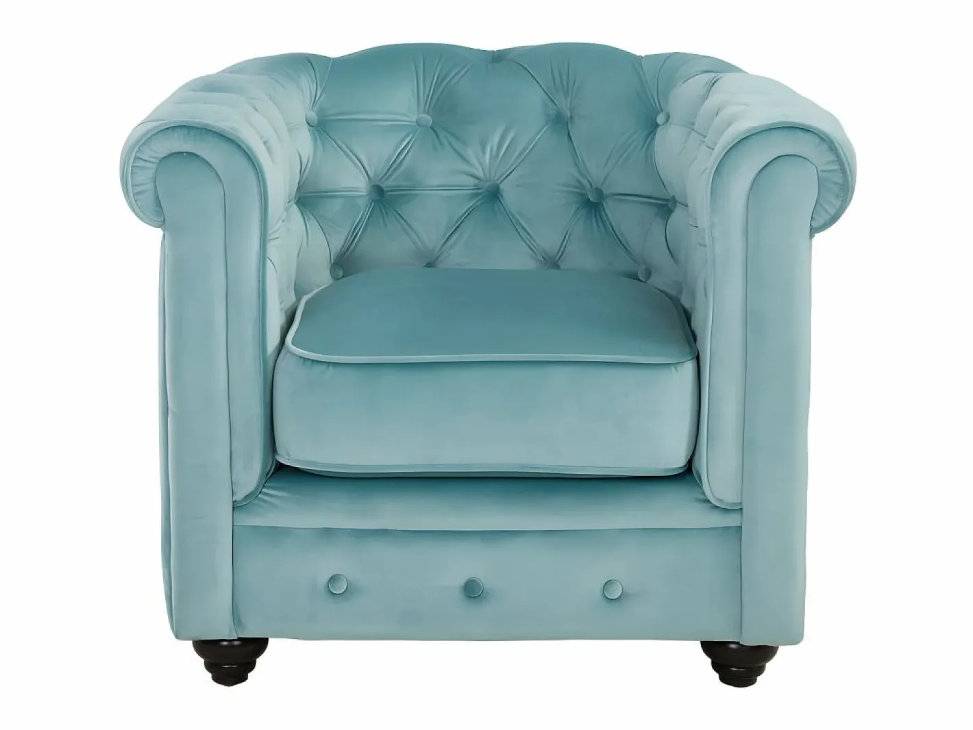 Vente-unique Sillón de terciopelo color azul pastel CHESTERFIELD Azul celeste New