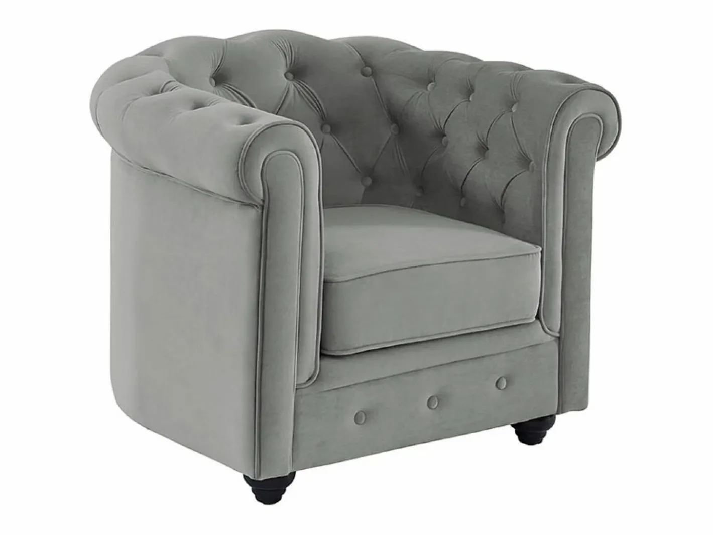 Vente-unique Sillón|Sillón de terciopelo color gris plata CHESTERFIELD