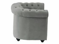 Vente-unique Sillón|Sillón de terciopelo color gris plata CHESTERFIELD