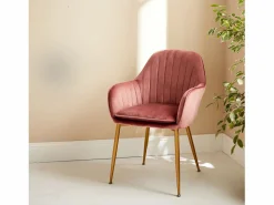 Sillón de terciopelo con patas de metal rosa viejo^Sweeek Discount