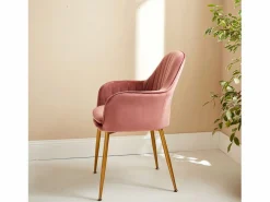 Sillón de terciopelo con patas de metal rosa viejo^Sweeek Discount