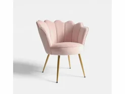 Sillón de terciopelo elegante con patas doradas Nivara -^AHD Best