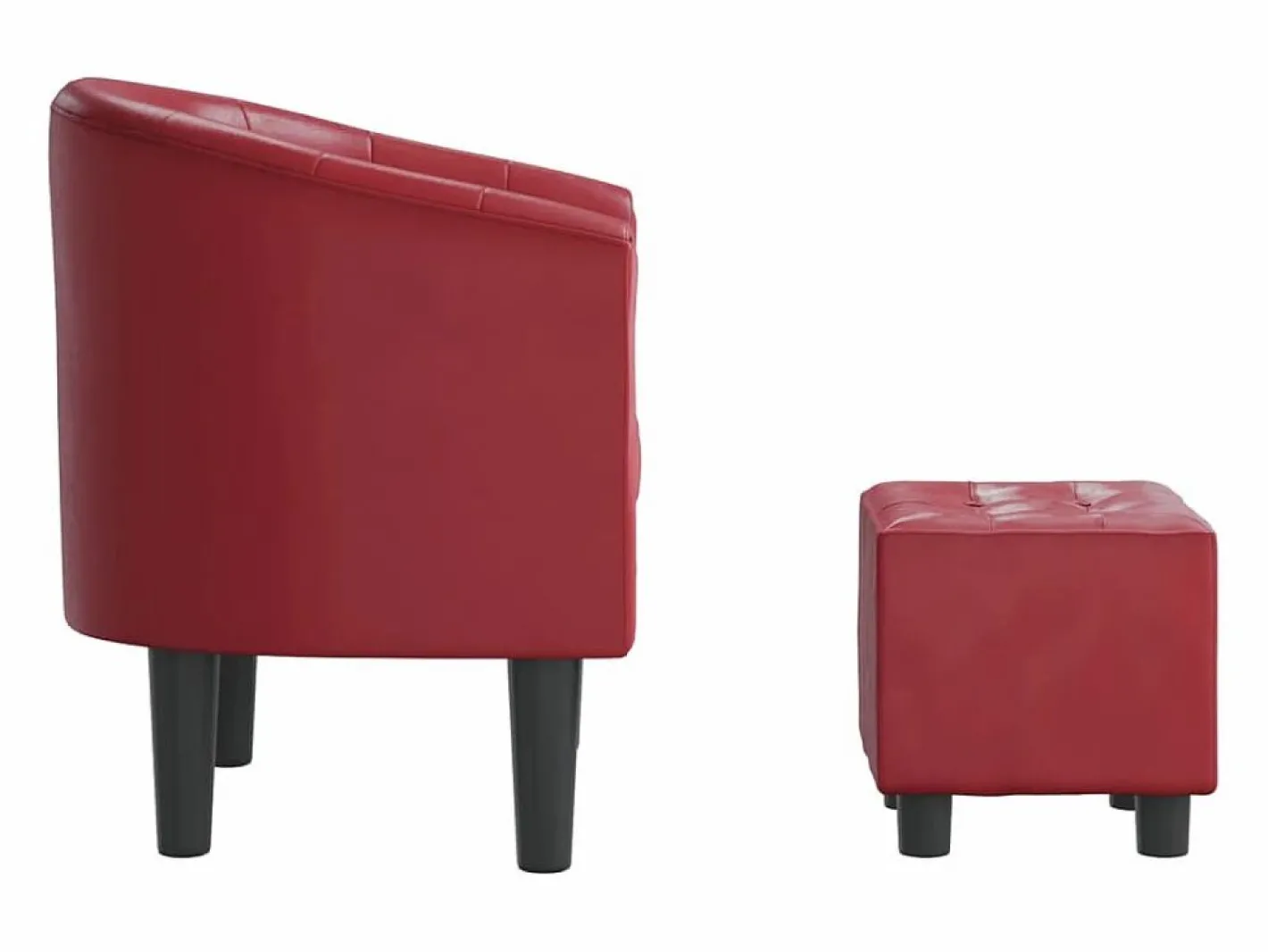 Sillón diseño de cubo con reposapiés cuero sintético tinto^vidaxl Discount