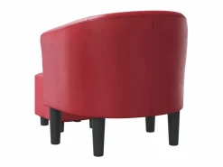 Sillón Estilo Cabriolet|Sillón diseño de cubo con reposapiés cuero sintético tinto ES63259