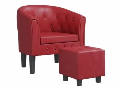 Clicnbuy Sillón diseño de cubo con reposapiés cuero sintético tinto Rojo Best