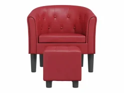 Clicnbuy Sillón diseño de cubo con reposapiés cuero sintético tinto Rojo Best