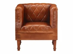 Clicnbuy Sillón diseño de cubo cuero de cabra auténtico marrón Marru00f3n