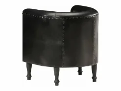 Clicnbuy Sillón diseño de cubo cuero auténtico Negro Discount