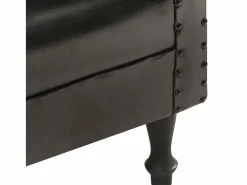 Clicnbuy Sillón diseño de cubo cuero auténtico Negro Discount