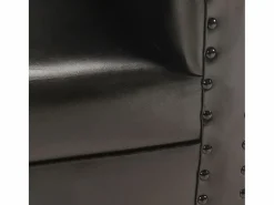 Clicnbuy Sillón diseño de cubo cuero auténtico Negro Discount