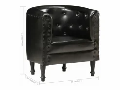 Clicnbuy Sillón diseño de cubo cuero auténtico Negro Discount