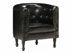 Clicnbuy Sillón diseño de cubo cuero auténtico Negro Discount