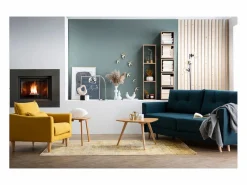 Sillón diseño tejido efecto terciopelo mostaza y roble KATE^Miliboo Hot