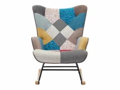 Sillón Elmina en tejido jaspeado patchwork con patas mecedoras^Vente-unique Online