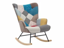 Sillón Elmina en tejido jaspeado patchwork con patas mecedoras^Vente-unique Online