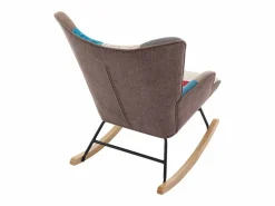 Sillón Elmina en tejido jaspeado patchwork con patas mecedoras^Vente-unique Online