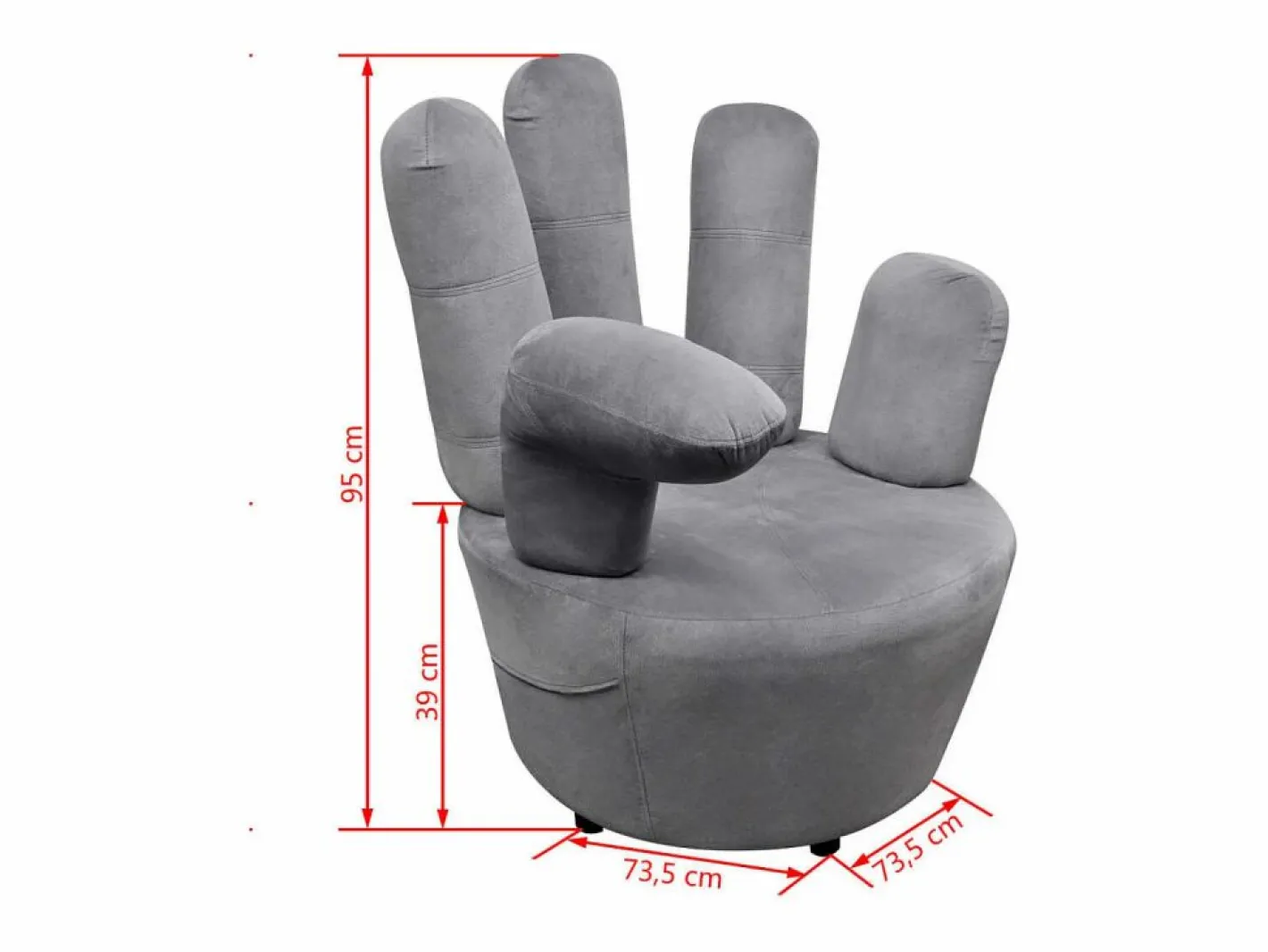 Clicnbuy Sillón en forma de mano de terciopelo Gris Outlet