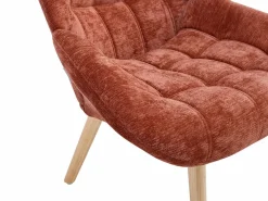 Vente-unique Sillón en tela texturizada color LUOSTO Terracota Hot