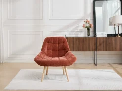 Vente-unique Sillón en tela texturizada color LUOSTO Terracota Hot