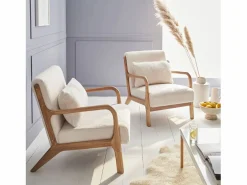 Sweeek Sillón|Sillón escandinavo de madera y tela borreguito