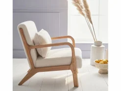 Sweeek Sillón|Sillón escandinavo de madera y tela borreguito