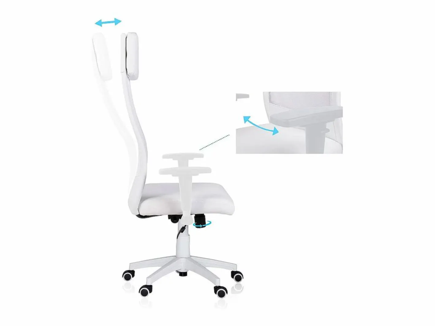 ADEC Sillón giratorio Airflow reclinable con cojín y altura regulable Blanco Hot