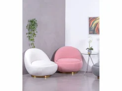 Sillón giratorio de diseño tapizado algodón - Corsica -^Nest Dream Sale