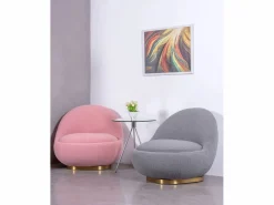 Nest Dream Sillón giratorio de diseño tapizado algodón - Corsica - Gris