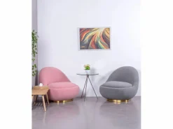 Nest Dream Sillón giratorio de diseño tapizado algodón - Corsica - Gris