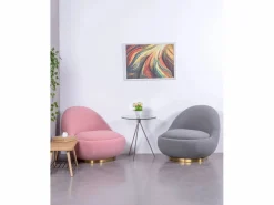 Sillón giratorio de diseño tapizado algodón - Corsica -^Nest Dream Discount