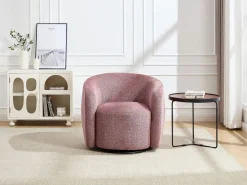 Sillón giratorio de tejido texturado color rojo VEREIDE^Vente-unique Best