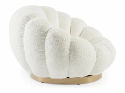 Sillón|Sillón giratorio en tejido efecto bouclé - FLOREL