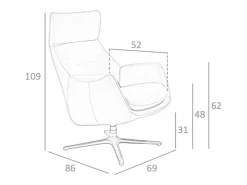 Sillón giratorio reclinable piel gris oscuro 5092^Angel Cerda Outlet