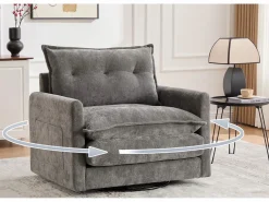 Sillón Escandinavo|Sillón giratorio XXL (92x74x67 cm) - Rotación 360° - Bolsillo lateral - Capacidad 300 kg
