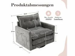 Sillón Escandinavo|Sillón giratorio XXL (92x74x67 cm) - Rotación 360° - Bolsillo lateral - Capacidad 300 kg