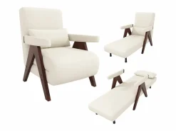 ModernLuxe Sillón individual 64x68,5x93 cm - convertible 3 en 1 - acolchado - lino - beige + marrón Marru00f3n / Blanco Clearance