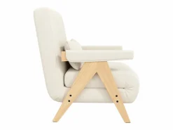 ModernLuxe Sillón individual 64x68,5x93 cm - convertible 3 en 1 - acolchado - lino - beige + natural Color natural claro / Blanco Discount