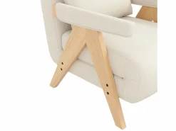 ModernLuxe Sillón individual 64x68,5x93 cm - convertible 3 en 1 - acolchado - lino - beige + natural Color natural claro / Blanco Discount