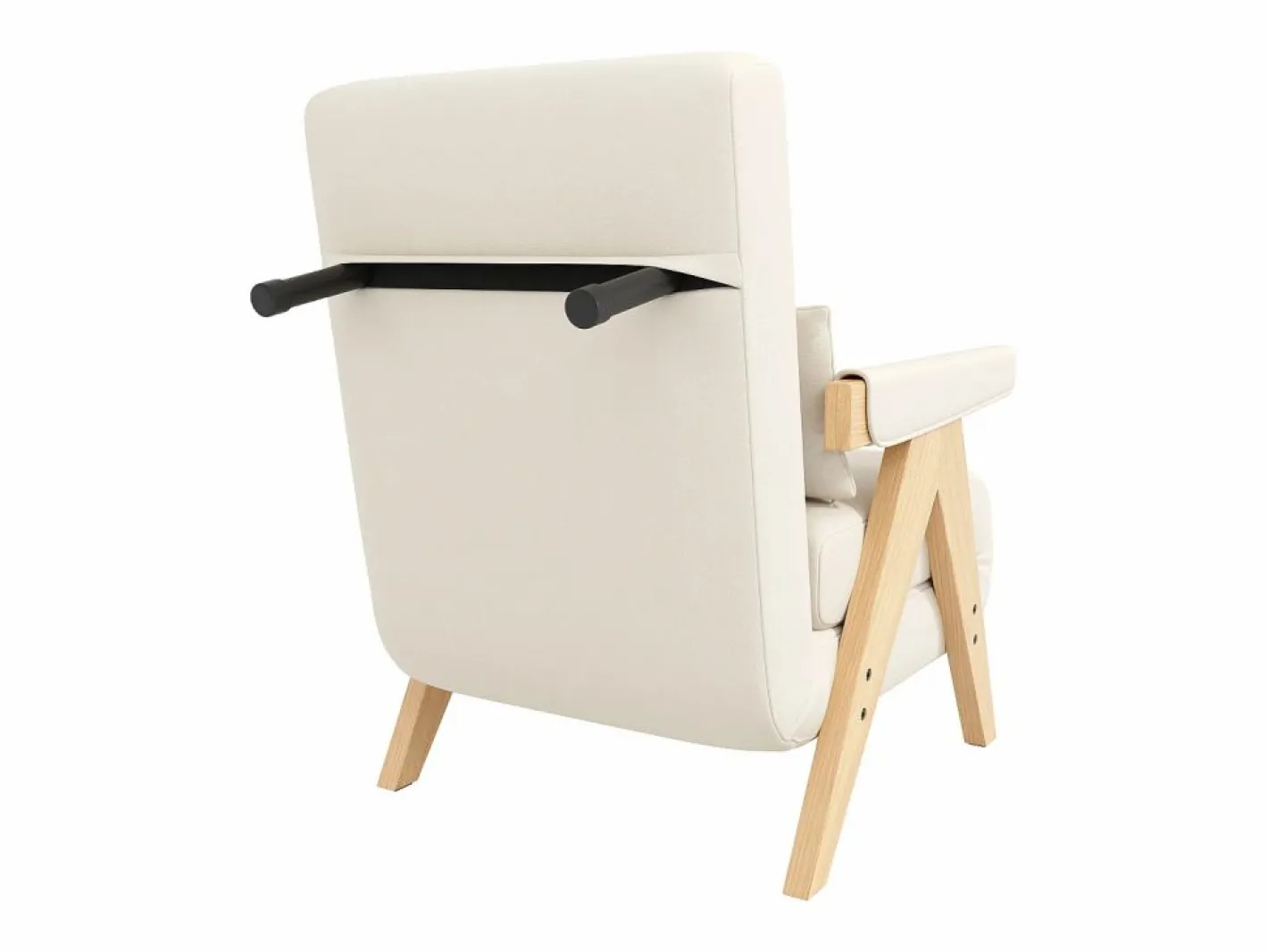 ModernLuxe Sillón individual 64x68,5x93 cm - convertible 3 en 1 - acolchado - lino - beige + natural Color natural claro / Blanco Discount