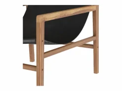 Rendez-Vous Déco Sillón lounge de teca y cuero de vaca - Apache Negro Clearance
