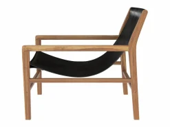 Rendez-Vous Déco Sillón lounge de teca y cuero de vaca - Apache Negro Clearance