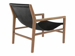 Rendez-Vous Déco Sillón lounge de teca y cuero de vaca - Apache Negro Clearance