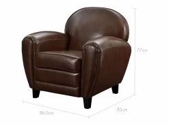Rendez-Vous Déco Sillón Club|Sillón marrón de cuero recubierto - Club
