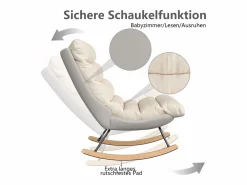 Sillón Mecedor Tapizado con Respaldo Regulable para Salón - Dormitorio, Balcón - 83 x 72 x 93 cm^ Clearance