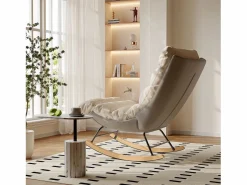 Sillón Mecedor Tapizado con Respaldo Regulable para Salón - Dormitorio, Balcón - 83 x 72 x 93 cm^ Clearance