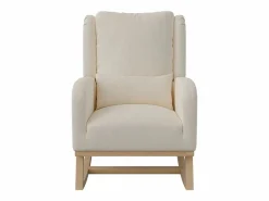 Sillón, mecedora con cojín, silla de ocio, adecuada para sala de estar, dormitorio, balcón, lino, beige.^ Hot
