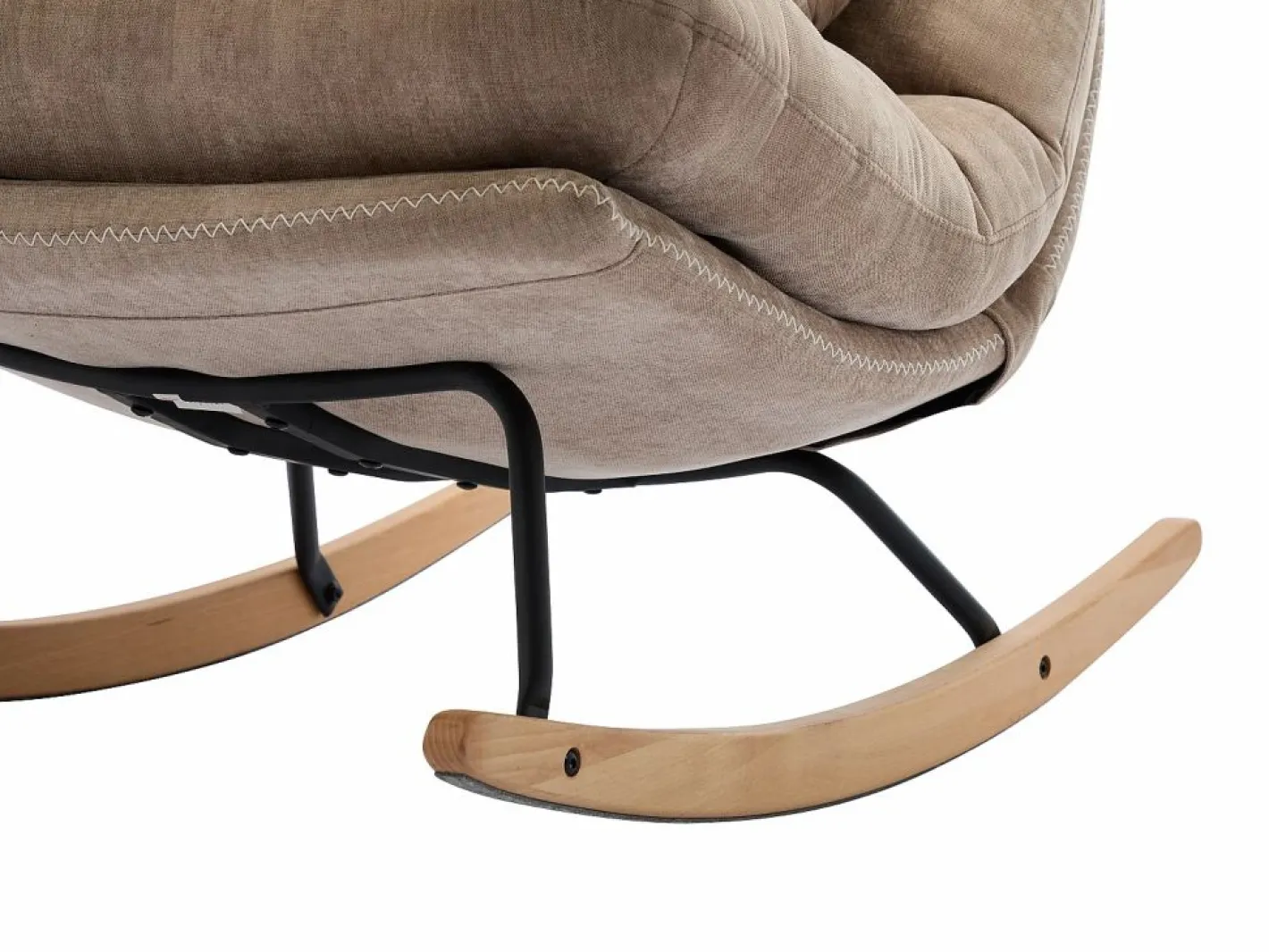 Sillón mecedora de tela color con base de madera RELIACO^Vente-unique Online