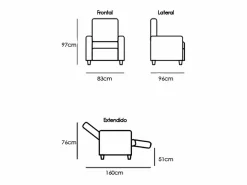 Sillón Balancín|Sillón Mecedora Relax con Reclinación Manual, Tapizado Microfibra, Modelo Sam, Gris