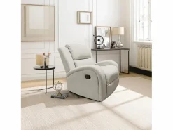 Sillón Balancín|Sillón Mecedora Relax con Reclinación Manual, Tapizado Microfibra, Modelo Sam, Arena