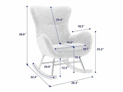 Sillón mecedora, sillón relax, sillón lounge, reposabrazos, con patas de madera, tejido peluche Teddy , carga máxima: 150 kg^ Sale